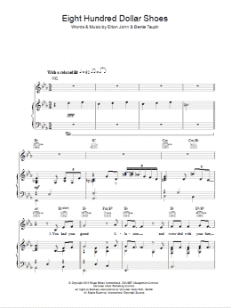 page one of Eight Hundred Dollar Shoes (Piano, Vocal & Guitar Chords)