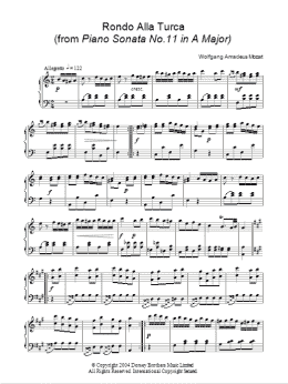 page one of Rondo Alla Turca, from the Piano Sonata A Major, K331 (Piano Solo)