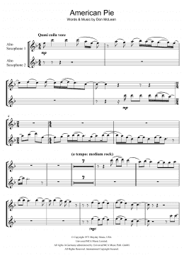 page one of American Pie (Alto Sax Duet)