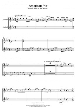 page one of American Pie (Violin Duet)