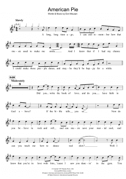 page one of American Pie (Recorder Solo)