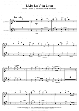 page one of Livin' La Vida Loca (Clarinet Duet)