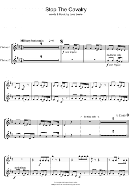 page one of Stop The Cavalry (Clarinet Duet)