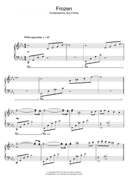 page one of Frozen (from 'Cashback') (Piano Solo)