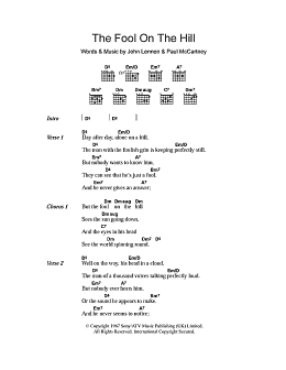 page one of The Fool On The Hill (Guitar Chords/Lyrics)