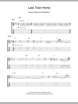 page one of Last Train Home (Guitar Tab)