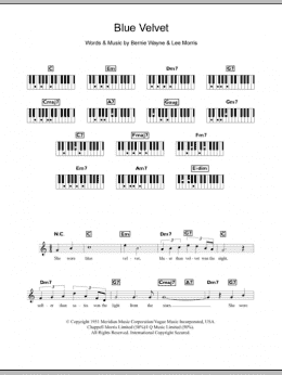 page one of Blue Velvet (Piano Chords/Lyrics)