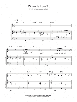 page one of Where Is Love? (Piano, Vocal & Guitar Chords)