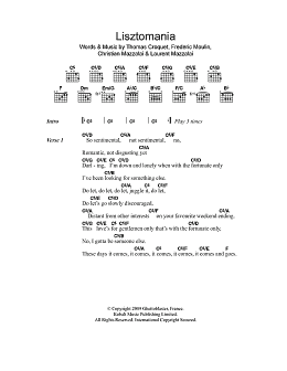 page one of Lisztomania (Guitar Chords/Lyrics)