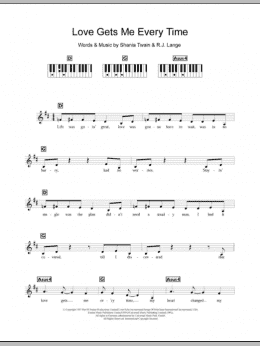 page one of Love Gets Me Every Time (Piano Chords/Lyrics)