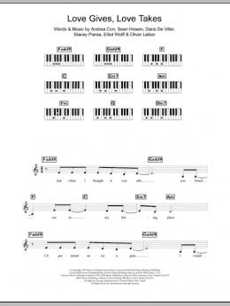 page one of Love Gives Love Takes (Piano Chords/Lyrics)