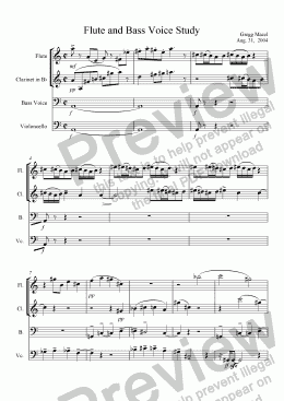 page one of Study for Bass Voice and Chamber Ensemble