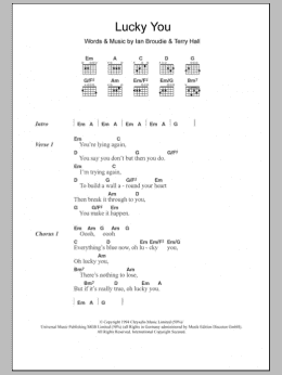 page one of Lucky You (Guitar Chords/Lyrics)
