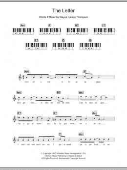 page one of The Letter (Piano Chords/Lyrics)