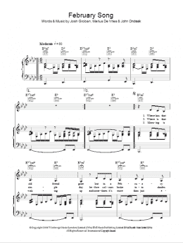 page one of February Song (Piano, Vocal & Guitar Chords)