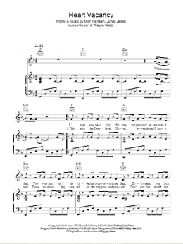 page one of Heart Vacancy (Piano, Vocal & Guitar Chords)