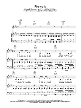 page one of Firework (Piano, Vocal & Guitar Chords)