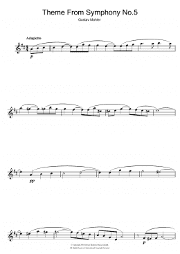 page one of Adagietto (from Symphony No. 5, 4th Movement) (Alto Sax Solo)