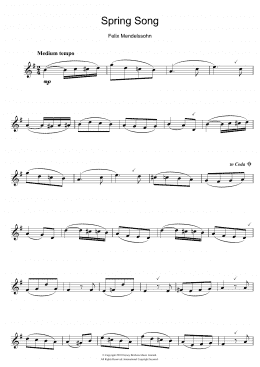 page one of Spring Song, from Songs Without Words, Op.62 (Flute Solo)