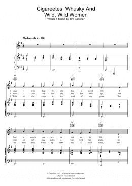 page one of Cigareetes, Whusky And Wild Wild Women (Piano, Vocal & Guitar Chords)