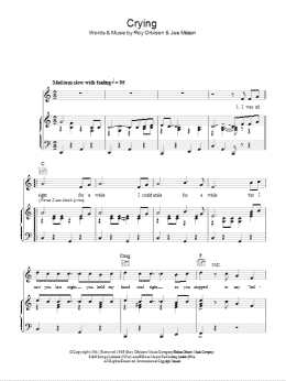page one of Crying (Piano, Vocal & Guitar Chords)