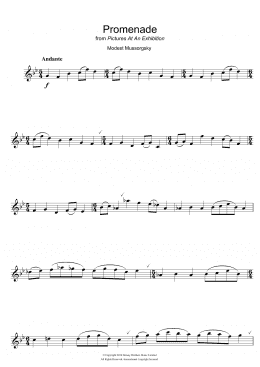 page one of Promenade (from Pictures At An Exhibition) (Alto Sax Solo)