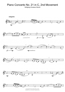 page one of Piano Concerto No. 21 In C Major (Second Movement) (Clarinet Solo)