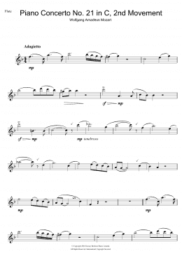 page one of Piano Concerto No. 21 In C Major (Second Movement) (Flute Solo)