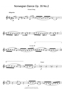 page one of Norwegian Dance No. 2 Op. 35 (Clarinet Solo)