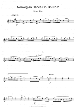 page one of Norwegian Dance No. 2 Op. 35 (Flute Solo)