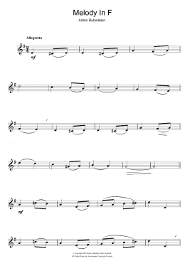 page one of Melody In F (Clarinet Solo)