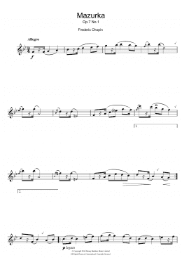 page one of Mazurka Op.7, No.1 (Alto Sax Solo)