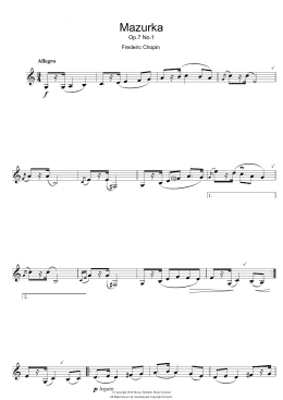 page one of Mazurka Op.7, No.1 (Clarinet Solo)