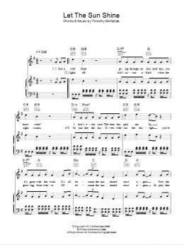 page one of Let The Sun Shine (Piano, Vocal & Guitar Chords)