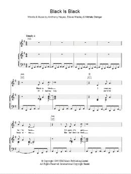 page one of Black Is Black (Piano, Vocal & Guitar Chords)