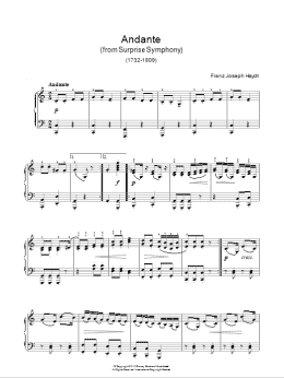 page one of The Surprise Symphony (Symphony No. 94, Second Movement Theme) (Piano Solo)
