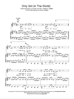 page one of Only Girl (In The World) (Piano, Vocal & Guitar Chords)