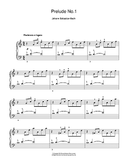 page one of Prelude No.1 in C Major (from The Well-Tempered Clavier, Bk.1) (Beginner Piano)