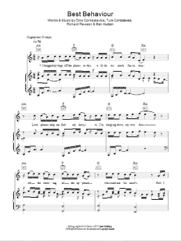 page one of Best Behaviour (Piano, Vocal & Guitar Chords)