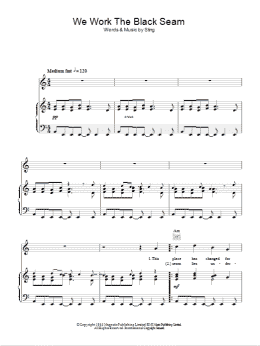page one of We Work The Black Seam (Piano, Vocal & Guitar Chords)