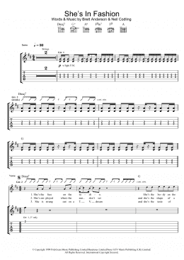 page one of She's In Fashion (Guitar Tab)
