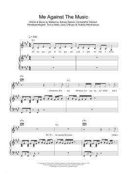 page one of Me Against The Music (Remix) (featuring Madonna) (Piano, Vocal & Guitar Chords)