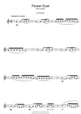 page one of Flower Duet (from Lakme) (Clarinet Solo)