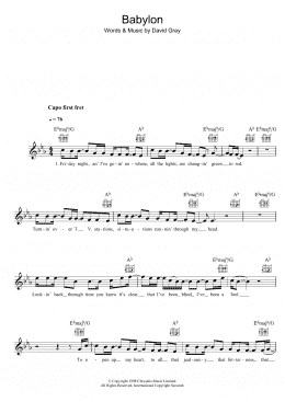 page one of Babylon (Lead Sheet / Fake Book)