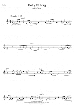 page one of Betty et Zorg (from Betty Blue) (Clarinet Solo)