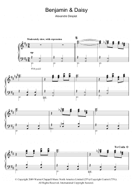 page one of Benjamin And Daisy (from The Curious Case Of Benjamin Button) (Piano Solo)