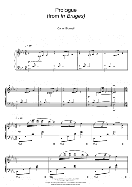 page one of Prologue (from In Bruges) (Piano Solo)