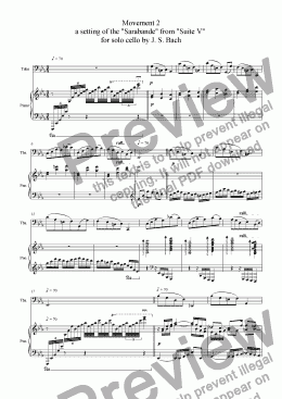 page one of Saraband from  Cello Suite V for Tuba & Piano (Tuba Sonata movement 2)