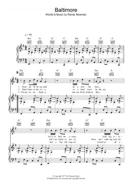 page one of Baltimore (Piano, Vocal & Guitar Chords)