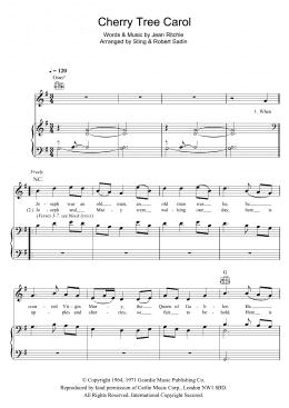 page one of Cherry Tree Carol (Piano, Vocal & Guitar Chords)